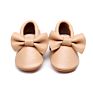 Infant Genuine Leather Shoes for Girls Rose Gold Toddler Bow Fringe Soft Soled First Walkers Kids Girl Moccasins Non-Slip Shoes