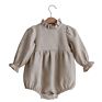 Infant Wear Lace Playsuit Baby Girls Linen Ruffle Romper Long Sleeve for Autumn