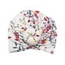 Ins Baby Donut Hat for Kids with Floral Print Knotted Turban Hat Baby Pullover Hat Instagram