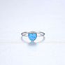 Isunni Heart Rings 925 Sterling Silver Minimalist Opal Ring