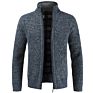 Jacketown 5 Colors Standing Collar Long Sleeves Fit Plain Blank Cardigan Knit Sweater Jacket with Zipper Stylish Bomber