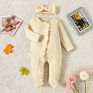 K1119387 Baby Clothing Footed Rompers Pajamas Cute Solid Color Long Sleeve Button down Kid Newborn Girl Boy Jumpsuits