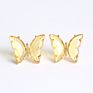 Korean Jewelry Color Transparent Glass Butterfly Earrings Needle Crystal Butterfly Stud Earrings