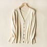 Korean Style Fall V Neck Long Sleeve Button down Plain Knitted Cardigan Sweater