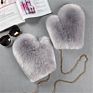 Korean Warm Faux Fox Fur Straw Gloves Women's Halter Neck plus Velvet Thick Plush Furry Mittens Trend Gloves