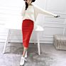 Ladies Knit Pencil Long Skirts Women Chic Wool Rib Package Hip Split Waist Midi Pencil Skirt Maxi