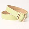 Lady Alloy Square Buckle No Hole Waist Belt Adjustable Jeans Pu Belt for Woman