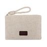 Logo Cotton Canvas Jute Makeup Cosmetic Zipper Pouch Bag Natural Jacquard Cotton Jute Fabric Organizer Bags for Phone