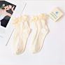 Lolita White Beige Girl Lace Ruffle Socks Frilly Cotton Ankle Socks
