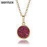 Long Chain round Shape Crystal Charm Costume Jewelry Druzy Stone Jewellery Pendant Necklace for Women and Girls