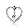 Love Heart Reverse Belly Button Rings Bar Silver Color Plated Surgical Piercing Body Jewelry for Women Cz Navel Piercing