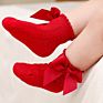 Lovely Baby Infant Girls Socks Kids Pure Color Pink Red Yellow Mesh Ruffle Socks Cute Bow Knot Short Socks