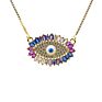 Ls-D1538 Rainbow Evil Eyes Pendant Necklace Gold Color Copper Cz Chain Choker Necklace for Women Girls