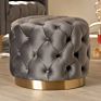Luxury Italian Design Cute Tufted round Ottoman Bench Velvet Ottoman Stool