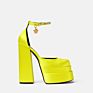 Luxury Satin Pumps Women Bold Block Heel Shoes Double Platform High Heels