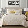 Luxury Vintage Wedding Blue Floral Reversible Patchwork 3 Pieces Cotton Queen Bedspread