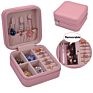 Makeup Leather Jewelry Travel Display Case Organizer Mirror Storage Box with Zipper Portable Jewellery Bracelet Ring Box