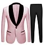 Mens Big Shawl Lapel 3 Pieces Set Pink Red Blue White Black Wedding Groom Suits Jacquard Banquet Tuxedo