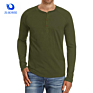 Men's Casual Slim Fit Long Sleeve Henley T-Shirts Cotton Shirts with Three Buttons