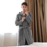 Mens Hooded Long Bath Robe Warm Plush Lightweight Robe Hotel Spa Robe for Men