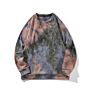 Mens round Collar Loose Casual Long Sleeve Hoodie Tie Dye Sweater