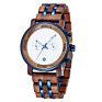 Mens Stainless Steel and Wood Watches Zebra Wood Chronograph Business Watches Male Waterproof Wooden Watch