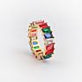 Micci Tarnish Free Waterproof Luxury Women Jewelry Cz Rainbow Diamond 18K Gold Plated Stainless Steel Baguette Ring