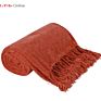 Mult Color Chunky Chenille Hand-Woven Knitted Throw Blanket with Tassel