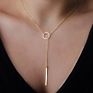 Multi Layer Gold Plated Long Bar Pendant Pearl Necklace for Women Jewelry