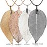 Natural Genuine Leaf Specimen Pendant Gold Plated Necklace Sweater Chain Leaf Necklace