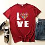 Newest Design Casual Love Letter Printing 4Xl plus Size T-Shirt Short Sleeve O-Neck Loose Women's T-Shirt