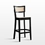 Nordic Design High Back Rattan Seat Antique Solid Wood Bar Chair