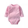 Organic Cotton Long-Sleeve Infant Triangle Rompers Side Snap Onesie Kimono Bodysuit