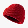 Outdoor Slouchy Running Knitted Ribbed Beanie Hat Acrylic Cuffed Knit Fisherman Beanie Hat