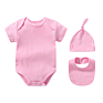 Plain Color Newborn Clothing Set 100% Cotton Kimono Baby Romper Sets Side Open Infant Bodysuit