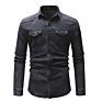 Popular Style Plain Color Cowboy Vintage Style Single Button Silm Fit Long Sleeve Shirt for Men