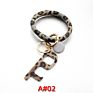 Pu Leather O Bracelet Bangle Key Chain Tassel Acrylic Door Opener Contactless Pendant Wristlet Leopard Print Tassels Key Ring