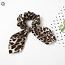 Qiyue Animal Snake Leopard Print Rabbit Ear Hair Scrunchies with Ties