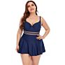 Quanzan Swimwear Women plus Size One Piece Skirt Swimsuit Solid Color Ruffled Swimsuit