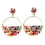 Rainbow Glass Seed Beads Raw Druzy Natural Stone Drop Earrings
