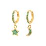 Roxi Zircon Star Moon Charms Drop Earrings Huggies Earrings for Women S925 Silver