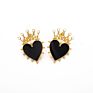 Royal Queen Heart Design Gold Crown Stud Earrings, Stylish Women Earring Jewelry