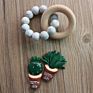 Safe Silicone Wooden Chewbeads Baby Sensory Toy Teething Jewelry Bangle Bracelet Rings for Soothing Gums