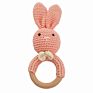 Safety Bpa Free Silicone Baby Wooden Rabbit Crochet Bunny Rattles