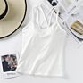 Seamless Cross Back Sling Bra Wireless Wear Free Vest Bra Cotton Camisole Women's Tank Tops with Built in Bra