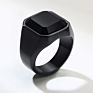 Signet Male Blank Metal Finger Red Stone Ring 316L Stainless Steel Plated Black Gold Men Gemstone Rings