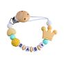 Silicone Baby Pacifier Clip Handmade Free Personalized Crochet Beads Silicone Crown Pacifier Chain Holder Baby Safe Teething