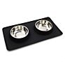 Silicone Double Dog Bowl Pet Pad Pet Feeding Bowl Non-Slip Leakproof Dual-Use Pet Mat Black Grey