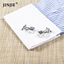 Silver Brushed Oval Shaped Stock Metal Cuff Links for Men