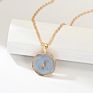 Simple Gold Color Coin Heart Necklace Enamel Stars Moon Heart round Pendant Necklace